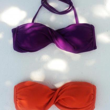 Beach Style Twisted Bandeau Bikini Top With..